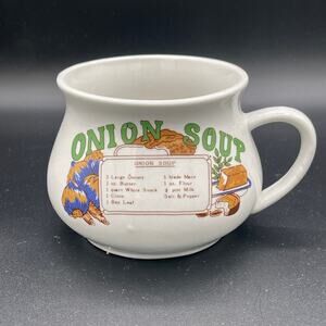 Vintage Onion Soup Recipe Bowl with Handle Made in China